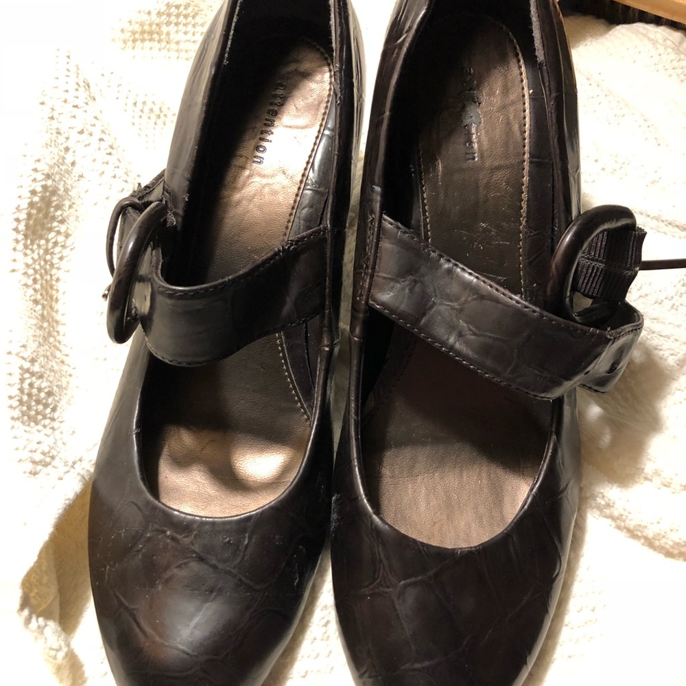 Mary Janes - Black leather -chunky heels 9.5 - Picture 4 of 8